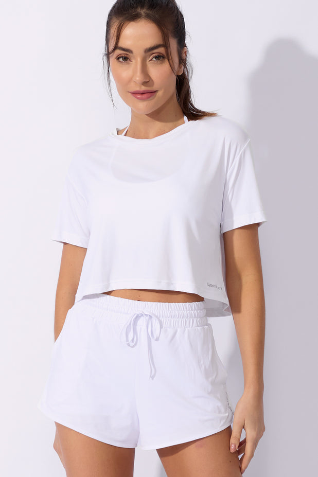 Short de Corrida Duplo Branco