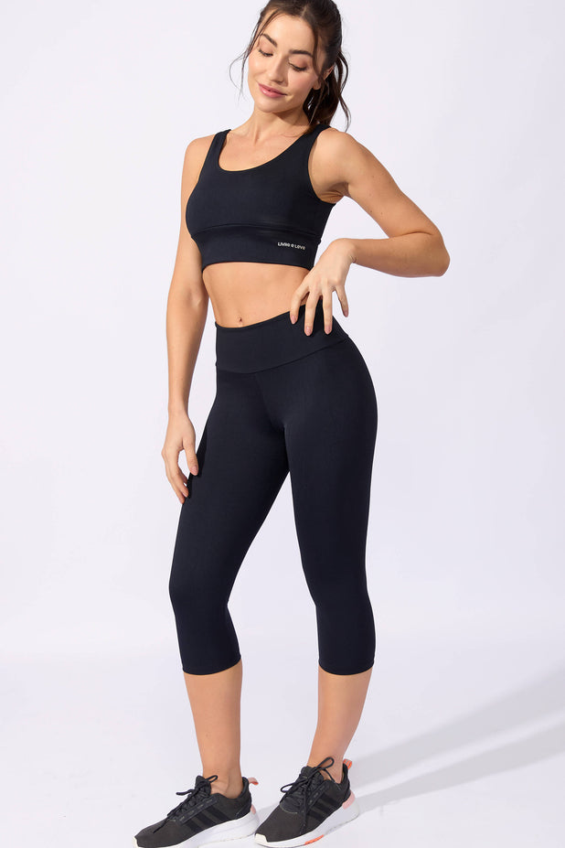 Conjunto Fitness Corsário Texturizado Preto