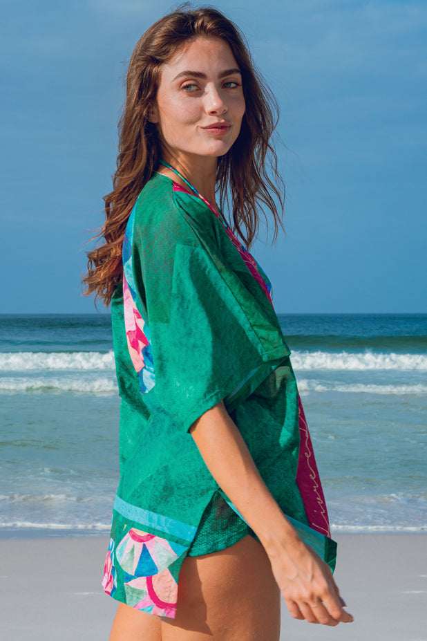 Kimono com Fenda Jardim de Sol