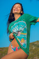 T-Shirt Verde Flores Hippie