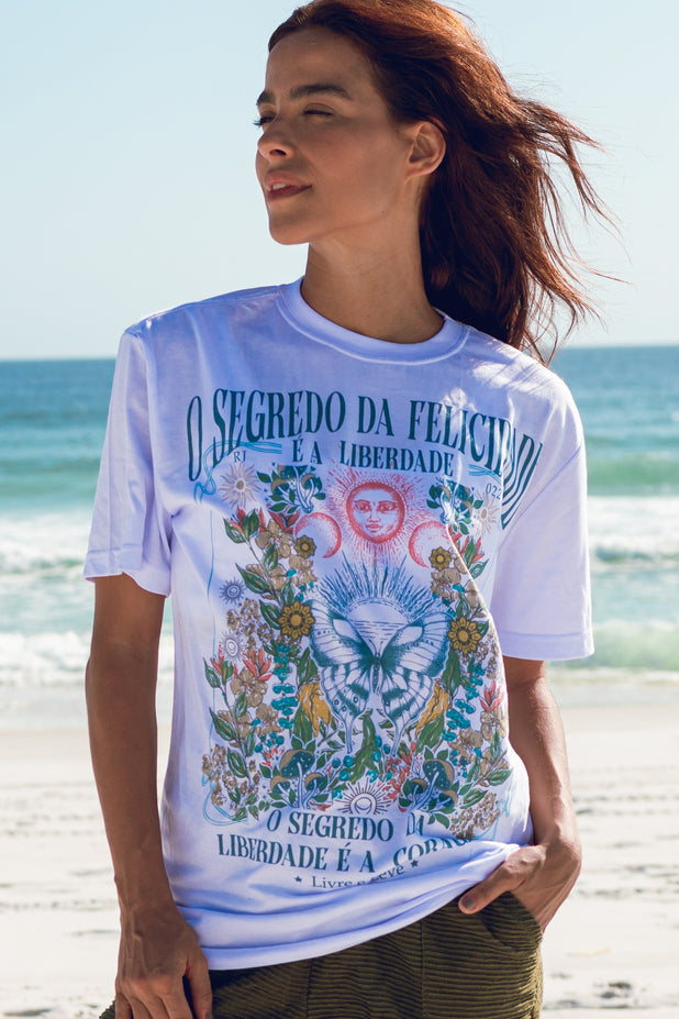 T-Shirt Branca Segredo da Felicidade