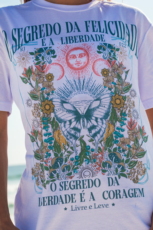 T-Shirt Branca Segredo da Felicidade