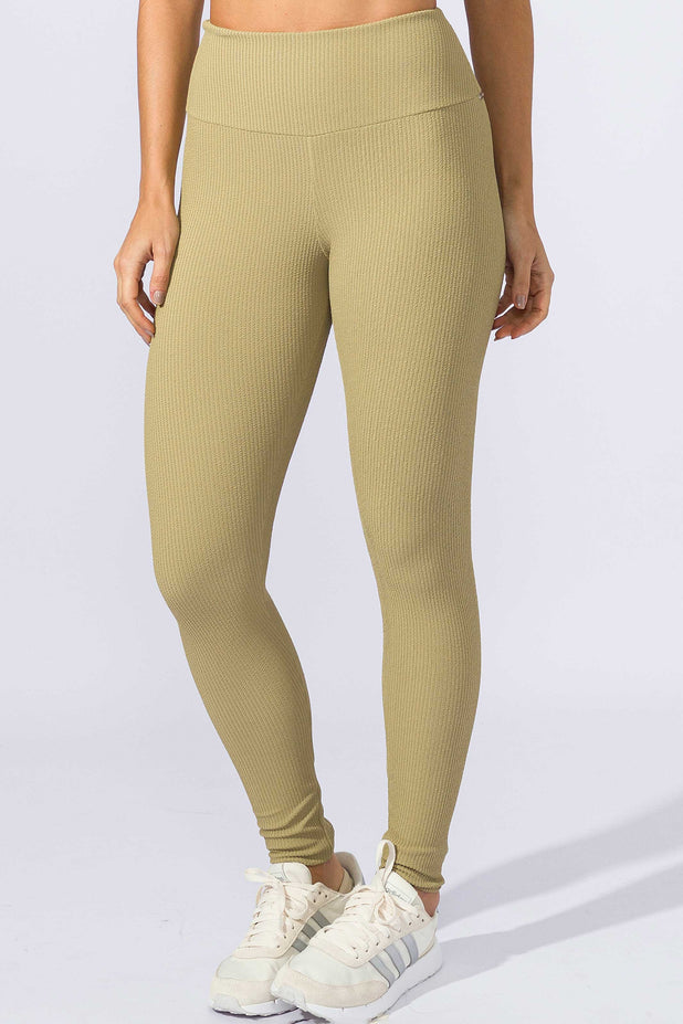 Calça Legging Texturizada Bege