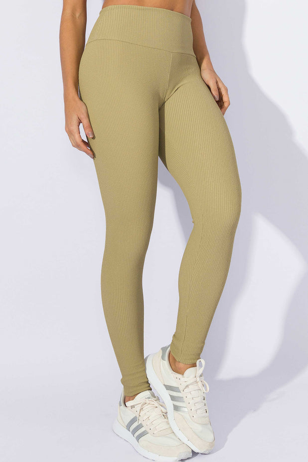 Calça Legging Texturizada Bege