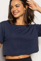 Cropped T-shirt de Poliamida Marinho